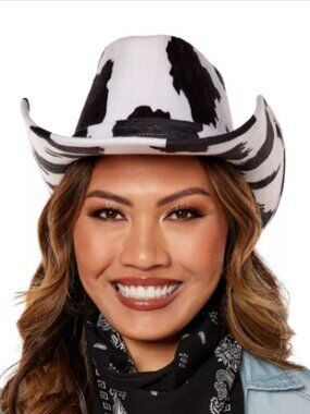 Spirit Halloween Cow Print Cowboy Hat Fun Costume Cowgirl Women Men Cosplay